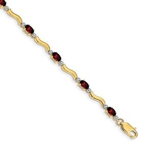 14k Yellow Gold Fancy Diamond & Garnet Bracelet
